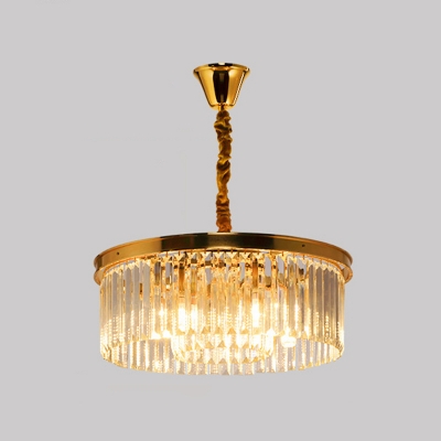 4/8/12 Bulbs Dining Room Chandelier Postmodern Black/Gold Pendant Light with Round Cut Crystal Shade, 19.5