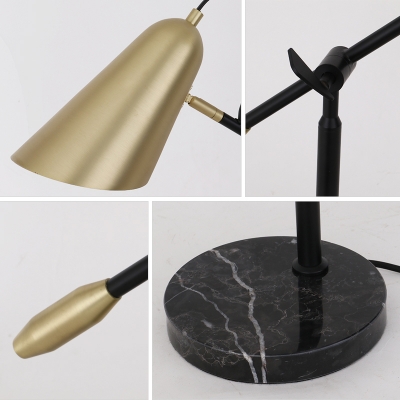 Bevel Cut Shade Living Room Night Lamp Metal 1-Light Postmodern Table Light with Balance Arm in Gold