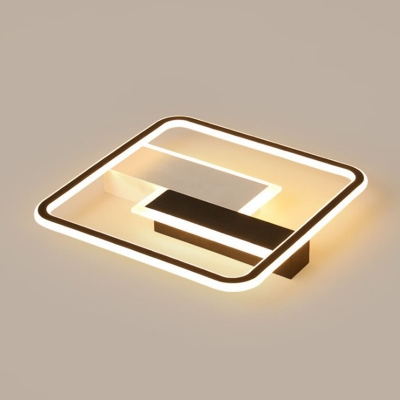 Black-White Square/Rectangle Flush Mount Creative Minimalist Acrylic LED Ceiling Light in Warm/White/3 Color Light