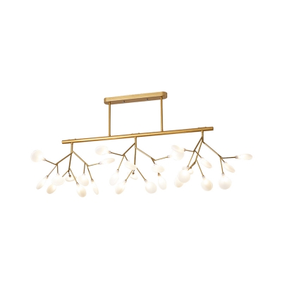 Branch Dining Room Island Lighting Acrylic 27 Heads Modern Pendant Light in Black/Gold with Clear/Cream Shade