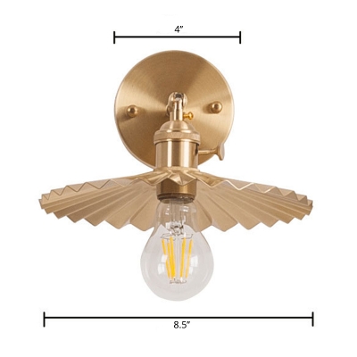 Brass Radial/Cone Shade Wall Light Industrial Metal 1 Head Bedside Reading Wall Lamp with Swivel Joint