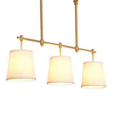 Cone Dining Room Island Pendant Fabric 3-Head Postmodern Hanging Light Fixture in Gold