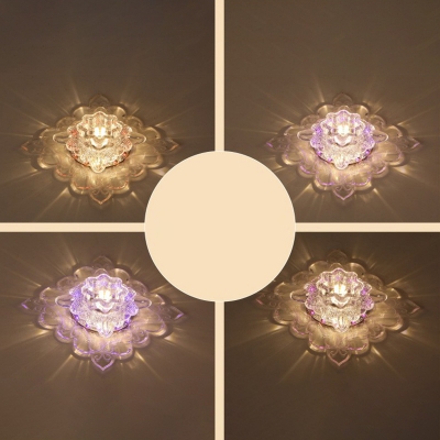 Crystal Square LED Ceiling Lamp Modernity Clear Flush Mounted Light in Purple/Blue/Multi-Color Light, 3/5w