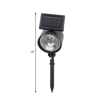 Cylinder Solar Ground Spotlight Contemporary Plastic Black LED Stake Light Set in Warm/White Light