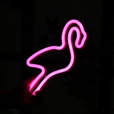 Flamingo LED Night Lamp Modern Plastic Girls Room Wall Night Light in White, Pink/Red Light