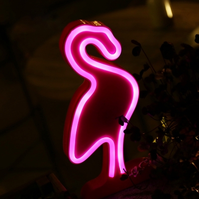 Flamingo Wall Night Light Cartoon Plastic Rose Red and White LED Night Lamp for Bedroom