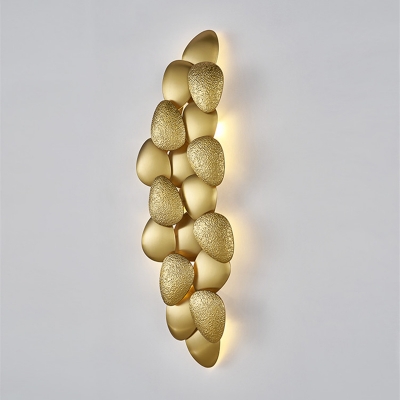 Hand-Worked Pebble Wall Light Postmodern Metal 3/6/8 Bulbs Dining Room Wall Mount Fixture in Brass, 9.5
