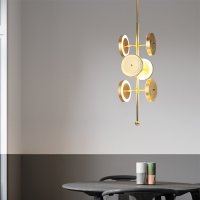 Postmodern Style Circle Chandelier Metal 6/8-Head Living Room Ceiling Suspension Lamp in Gold