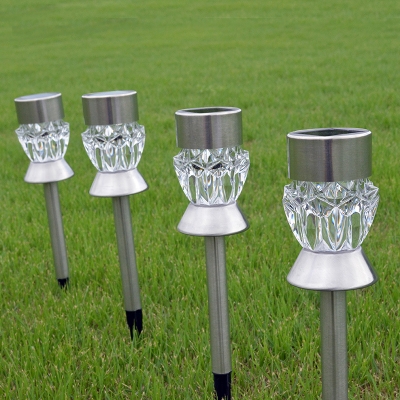 Pumpkin/Diamond/Pineapple LED Lawn Lamp Modern Stainless Steel Clear Solar Ground Light for Patio