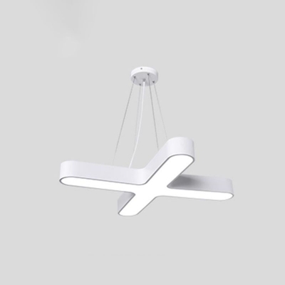 Small/Large Nordic LED Drop Pendant Black/White Cross Ceiling Hang Light with Acrylic Shade for Dining Room