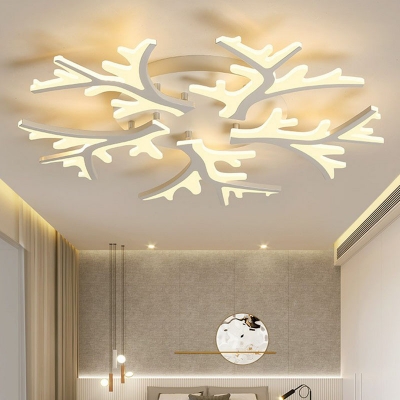 Snowflake LED Semi Flush Ceiling Light Nordic Acrylic 5/12/15 Lights White Flush Mount in Warm/White Light for Living Room