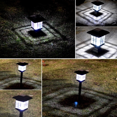Solar Lantern Ground Lighting Retro Acrylic Black LED Pathway Lamp in Warm/White Light, Pack of 1 Pc