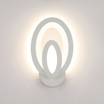 White Leaf/Oval/Square Sconce Light Nordic Acrylic LED Wall Mounted Lamp in Warm/White/Natural Light for Living Room