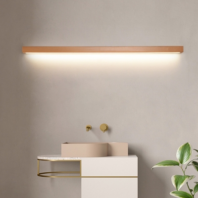 Wooden Linear Flush Wall Sconce Simplicity Acrylic Small/Medium/Large LED Vanity Wall Light for Bathroom