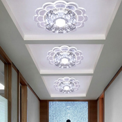 9/11w Scalloped LED Ceiling Lighting Modern Crystal Clear Flush Mount Fixture in Warm/White/Blue Light