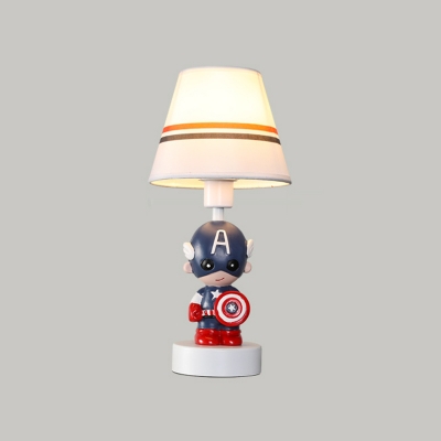 Bear/Captain/Horse Kids Bedside Night Lamp Resin Single Cartoon Table Light with Empire Shade in White