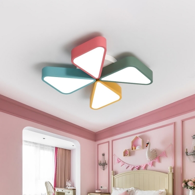 Cartoon Pinwheel Flush Ceiling Light Acrylic Kids Bedroom LED Flush Mount in White