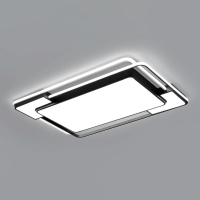 Contemporary LED Flush Mount Lamp Black Rectangular/Square Ceiling Light with Acrylic Shade, Warm/White/3 Color Light