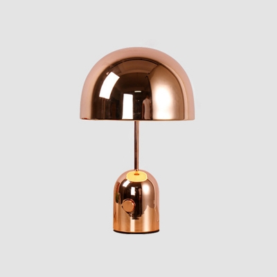 Copper Hemisphere Night Table Lamp Mid-Century 1-Light Metal Nightstand Light for Dining Room