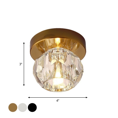 Cut Crystal Ball Mini Ceiling Flush Mount Modern Integrated LED Flushmount Lighting in Black/Gold/Chrome