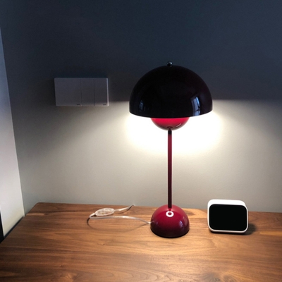 Dome Metal Nightstand Lamp Postmodern 2-Light Black/Red/Pink Finish Table Light for Bedroom