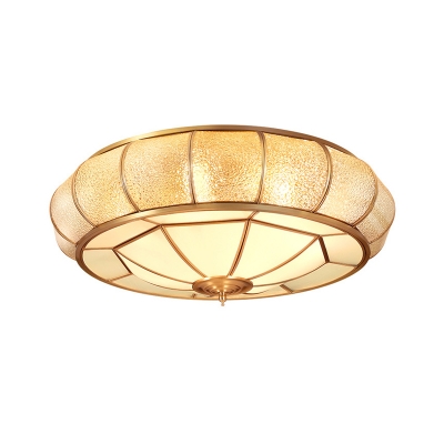 Donut Shaped Living Room Ceiling Light Vintage Water Glass 4/6 Lights Gold Flush Mounted Lamp with Pointy Bottom