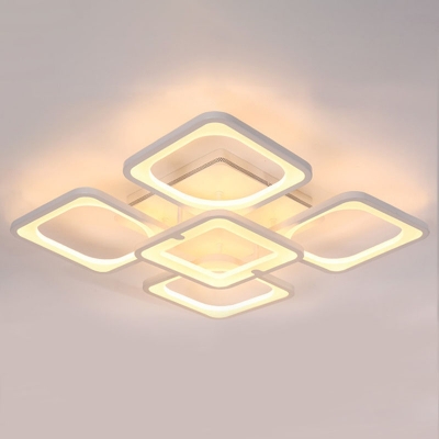 Layered Square Living Room Flushmount Light Acrylic 5/8-Head Modern Close to Ceiling Lamp in Warm/White/Natural Light