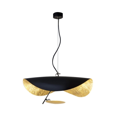 Mid-Century Twist Pendant Light Fixture Metal Dining Room LED Hanging Lamp in Black/White and Gold Inner, 16