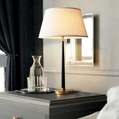 Minimalist Tapered Standing Lamp Fabric 1/2-Light Living Room Night Light in Black, 29.5