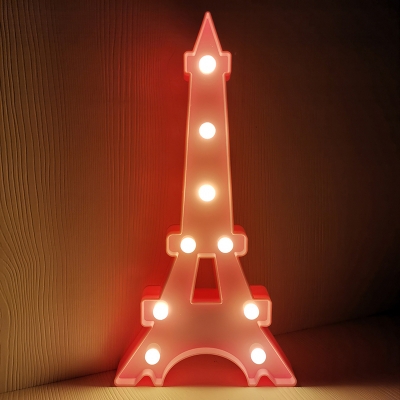 Nordic Eiffel Tower/Diamond Night Lamp Plastic Girls Bedside Battery LED Wall Night Light in White/Pink/Blue