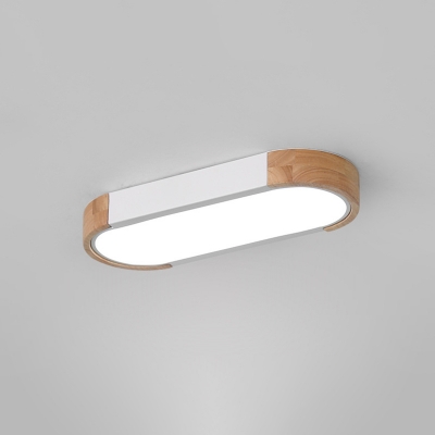 Oval Corridor Flush Mount Lamp Acrylic Nordic Small/Large LED Ceiling Light in Grey/White/Green and Wood