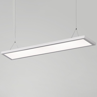 Rectangle Office LED Pendant Light Aluminum Minimalist Hanging Lamp with Recessed Diffuser in White