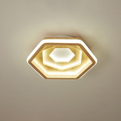 Rose Design Bedroom Ceiling Lighting Wood Modern Medium/Large LED Flushmount in Warm/White/3 Color Light