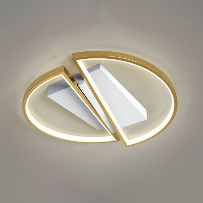 Round/Square Bedroom LED Flush Light Aluminum Minimalistic Close to Ceiling Lamp in Black/Gold