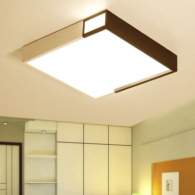 Square/Rectangular LED Ceiling Lighting Nordic Metal Black and White Flush Mounted Lamp in Warm/White/3 Color Light