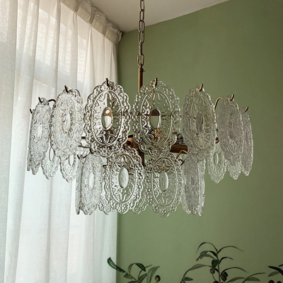Tiered Tapered Hanging Chandelier Modern Clear Carved Crystal 13/14/30 Bulbs Dining Room Pendant Lamp in Gold