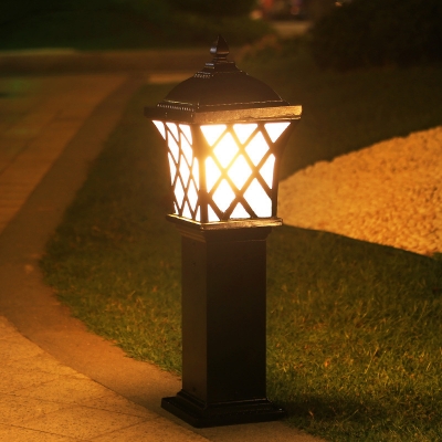 Traditional Trellis Path Lantern 1-Head Acrylic Ground Light in Black/Bronze for Outdoor, 23.5