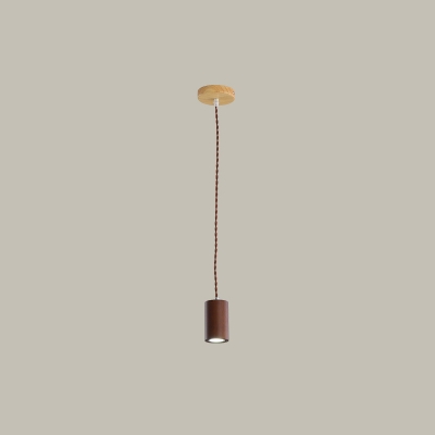 Tube/Cone Mini Kitchen Bar Drop Pendant Wooden Simple Style LED Hanging Light Fixture in Beige/Brown