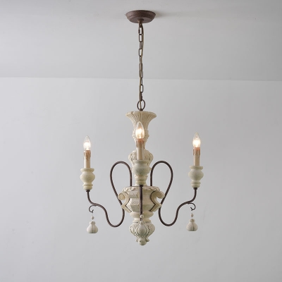White Candelabra Chandelier Rustic Wood 3/6/8-Light Living Room Ceiling Suspension Lamp