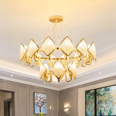 10/20 Lights Beaded Crystal Chandelier Postmodern Gold 1/2 Tiered Living Room Ceiling Hang Light