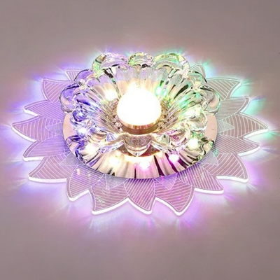 3/5w Sunflower Corridor Flush Mounted Lamp Clear Crystal Modernist LED Ceiling Fixture in Warm/White/Multi-Color Light