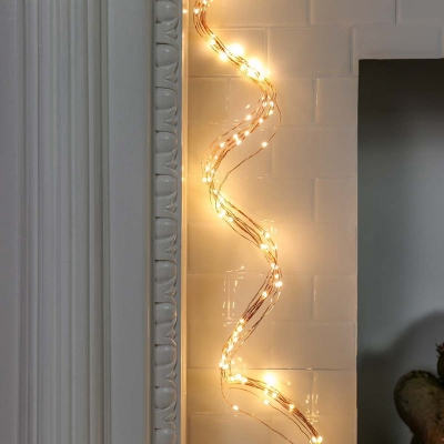 65.6ft Copper Wire Cascade Starry Fairy Light Stylish Modern 200-Light Bronze Plug-in/Battery/Solar LED String Lamp for Christmas Deco