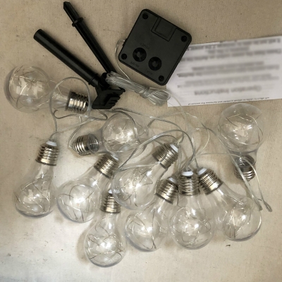 9.8ft Bulb Shaped Clear Glass Fairy Light Art Deco 10 Heads Black Solar Light String in Warm/White/Multi-Color Light
