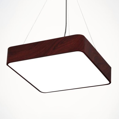 Acrylic Square LED Pendant Lamp Contemporary Black/Red/Wood Hanging Ceiling Light over Table, Small/Large