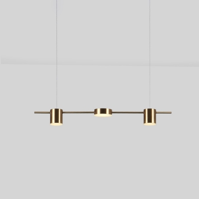 Black/Gold Linear Island Pendant Postmodern 3/5/6 Heads Metal Hanging Light in Warm/White/Natural Light