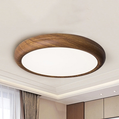 Dark Wood Grain Round Flush Mount Nordic Acrylic Small Medium Large Surface Mounted Led Ceiling Lamp In Warm White 3 Color Light Beautifulhalo Com - Large Round Flush Mount Ceiling Light