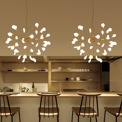 Firefly Kitchen Bar Ceiling Pendant Acrylic 45 Lights Modernist Chandelier Lighting in Gold