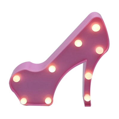 Mermaid/Angel/High-Heel Shoe Night Lamp Kids Plastic Red/Pink/Blue Battery Powered LED Wall Night Lamp for Girls Bedroom