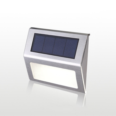 Metal Silver Finish Solar Stair Lighting Triangular Modern LED Flush Mount Wall Light in Warm/White Light