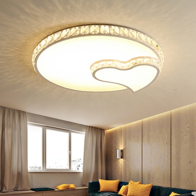 Nordic LED Flush Mount Lamp White Loving Heart/Cloud/Star Ceiling Light Fixture with Clear Crystal Shade